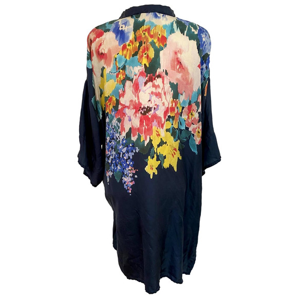 Johnny Was Malani Floral Silk Button Front Tunic Blouse Size Medium EUC - Picture 10 of 15